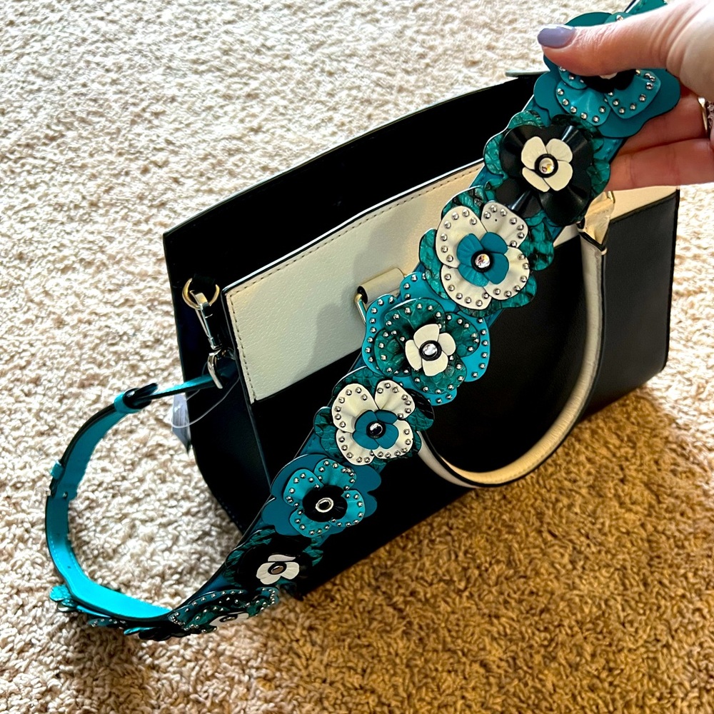 Michael Kors Cassie 3D Floral Leather Guitar Strap